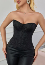 Women's Solid Color Underwire Corset Top with Side Zipper