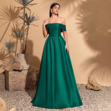 Women's Sexy Elegant Satin Off-Shoulder Bridesmaid Evening Dress