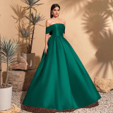 Women's Sexy Elegant Satin Off-Shoulder Bridesmaid Evening Dress