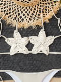 Summer Women's Crochet Cutout Star Lace-Up Sexy Bikini Swimsuit