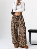 Women Casual Leopard Print Wide-Leg Pants