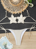 Summer Women's Crochet Cutout Star Lace-Up Sexy Bikini Swimsuit
