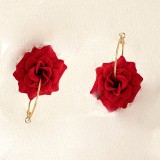Women Elegant Holidays Rose Hoop Earrings
