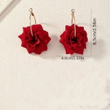 Women Elegant Holidays Rose Hoop Earrings