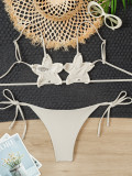 Summer Women's Crochet Cutout Star Lace-Up Sexy Bikini Swimsuit