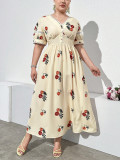 Plus Size Women Spring/Autumn Elegant Patchwork Dress