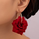 Women Elegant Holidays Rose Hoop Earrings