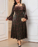 Plus Size Women Spring/Autumn Elegant Patchwork Dress