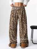 Women Casual Leopard Print Wide-Leg Pants