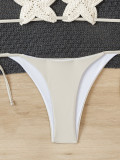 Summer Women's Crochet Cutout Star Lace-Up Sexy Bikini Swimsuit