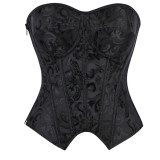Women's Solid Color Underwire Corset Top with Side Zipper