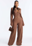 Women's Elegant Style Lace-Up Bow Wide-Leg Jumpsuit