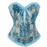 Women's Painting Style Ruffled Lace-Up Shaping Corset
