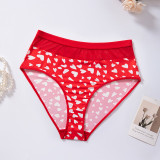 Women's Sexy Heart Print Plus Size Wireless Bra Set