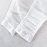 Women Sexy Lace Halter Neck Patchwork See-Through Bodysuit