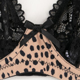 Women's Sexy Leopard Print Plus Size Lace Bra Set