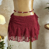 Women's Solid Color Sexy Mesh Skirt Three-Piece Bikini Swimsuit