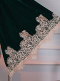 Women's Velvet Lace Patchwork Robe Nightdress