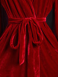 Women's Velvet Lace Patchwork Robe Nightdress