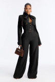 Women's Elegant Style Lace-Up Bow Wide-Leg Jumpsuit