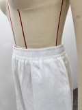 Women's Chic Plus Size Solid Color Lace-Up African Two-Piece Pants Set