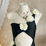 Women's Fashion Sexy Solid Color Cutout One-Piece Swimsuit