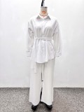 Women's Chic Plus Size Solid Color Lace-Up African Two-Piece Pants Set