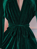 Women's Velvet Lace Patchwork Robe Nightdress