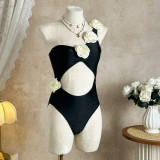 Women's Fashion Sexy Solid Color Cutout One-Piece Swimsuit