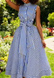 Women Autumn Sleeveless Striped Dress