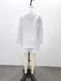 Women Solid Turndown Collar Shirt Casual Shorts Two-Piece Set