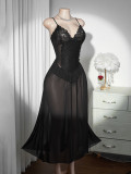Women Sexy Lace Home Slip Nightgown