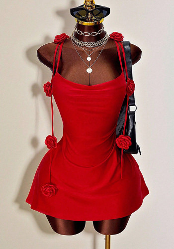 Women Sexy Backless Strappy Floral Slip Dress