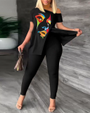 Spring summer printed fashion suit 2 pieces for women