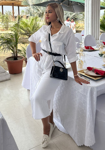 African Women Solid Long-Sleeved Elegant Slit Maxi Dress