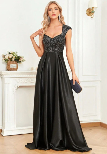 Women Sleeveless Strapless Shiny Sexy Maxi Dress