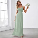 Women Wedding Solid Pleated Slip Dress with Thin Straps Backless