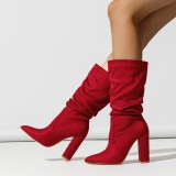 Women pointed-toe chunky heeled winter boots