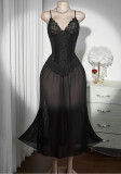 Women Sexy Lace Home Slip Nightgown
