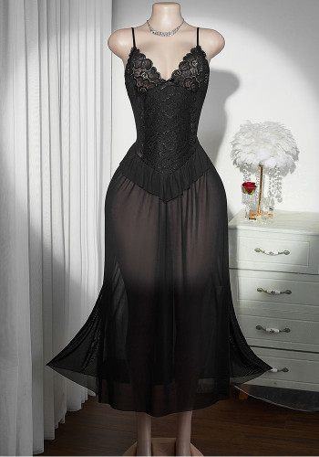 Women Sexy Lace Home Slip Nightgown