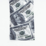 Women High-Neck Long-Sleeve All-Over Dollar Print Mesh See-Through Bodysuit