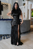 Women Elegant Sexy Sequined Mesh Patchwork Dress