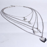 Women metal leaf pyramid heart pendant necklace