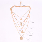 Women metal leaf pyramid heart pendant necklace