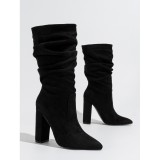 Women pointed-toe chunky heeled winter boots