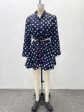 Plus Size Women Polka Dot Top and Shorts Two-Piece Set
