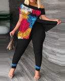 Spring summer printed fashion suit 2 pieces for women