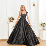 Women Sleeveless Strapless Shiny Sexy Maxi Dress
