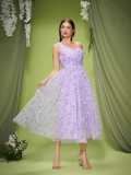 Women purple lace evening dress