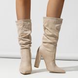 Women pointed-toe chunky heeled winter boots